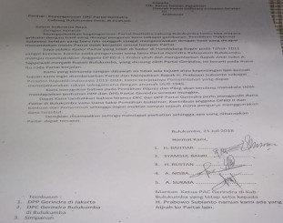 Ketgam :  surat yang di tujukan kepada ketua DPD Gerindra Sulsel